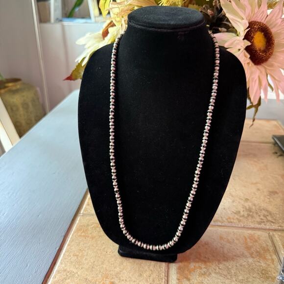 Taxco Mexico 925 Sterling Silver & Onyx Beaded Necklace - Picture 2 of 6